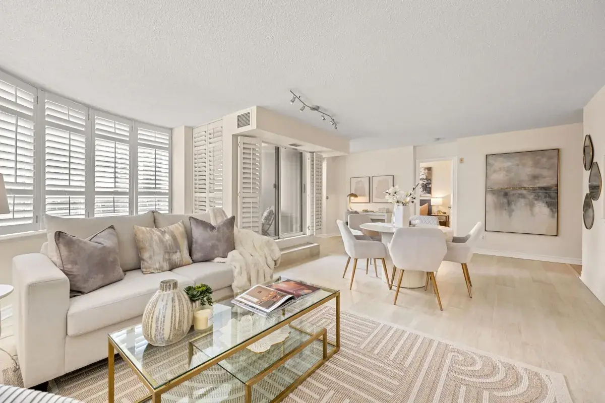 Condo staging, living room, Summerhill Toronto