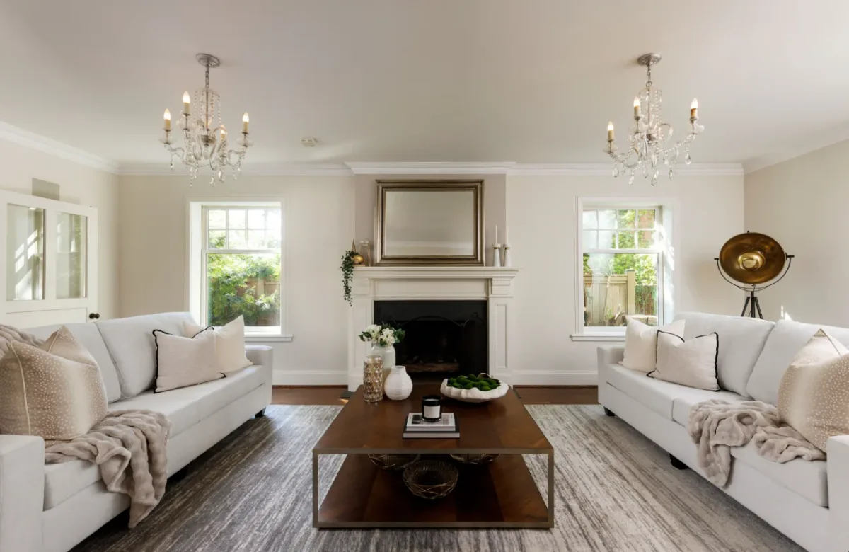Living room, Baby Point luxury home staged by Kelly Allan Design
