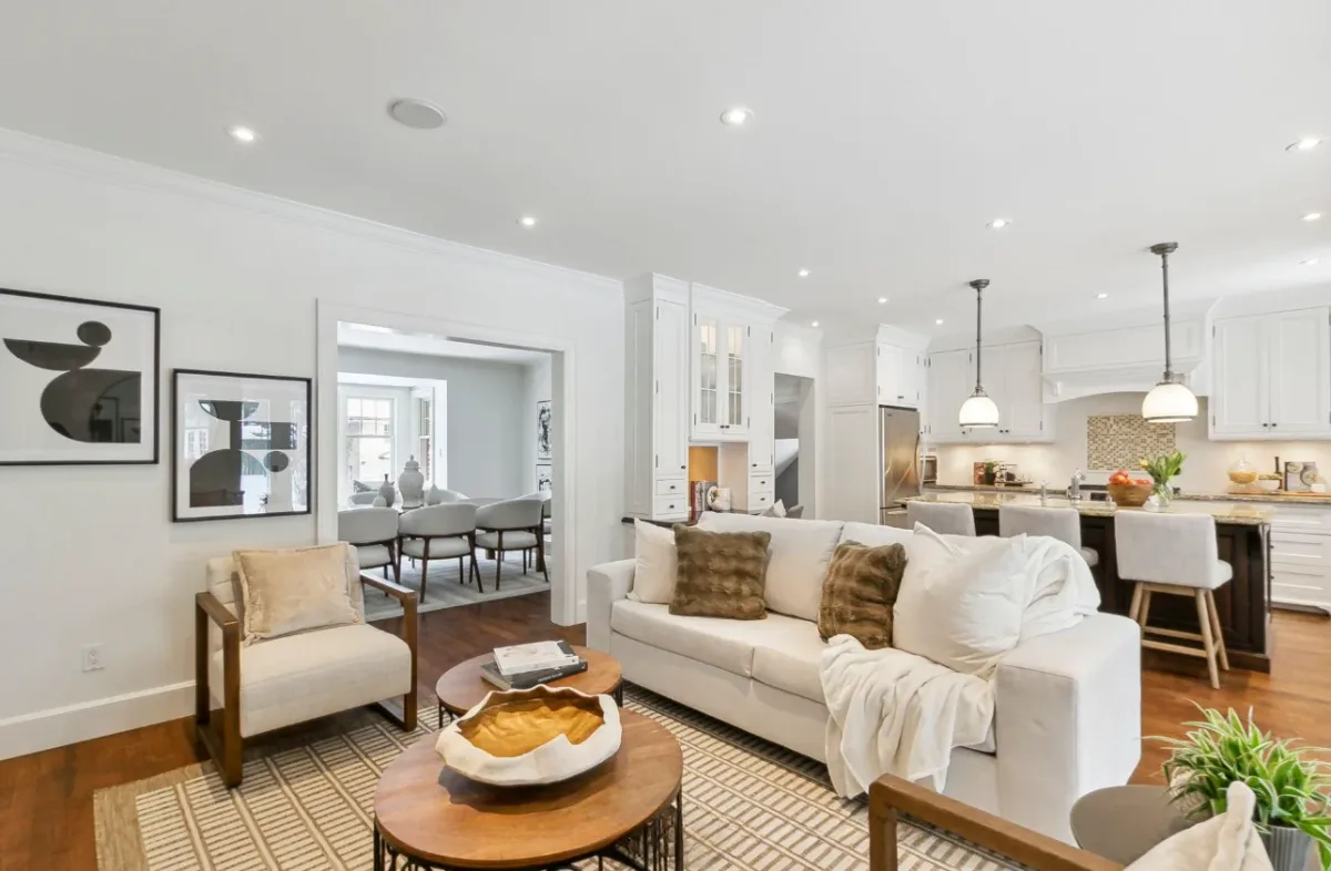 Staged family room, luxury Toronto home, Inglewood, Kelly Allan Design